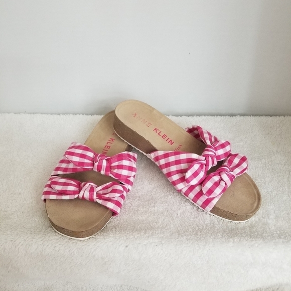 Anne Klein Flex Pink Gingham sandals - Picture 1 of 5